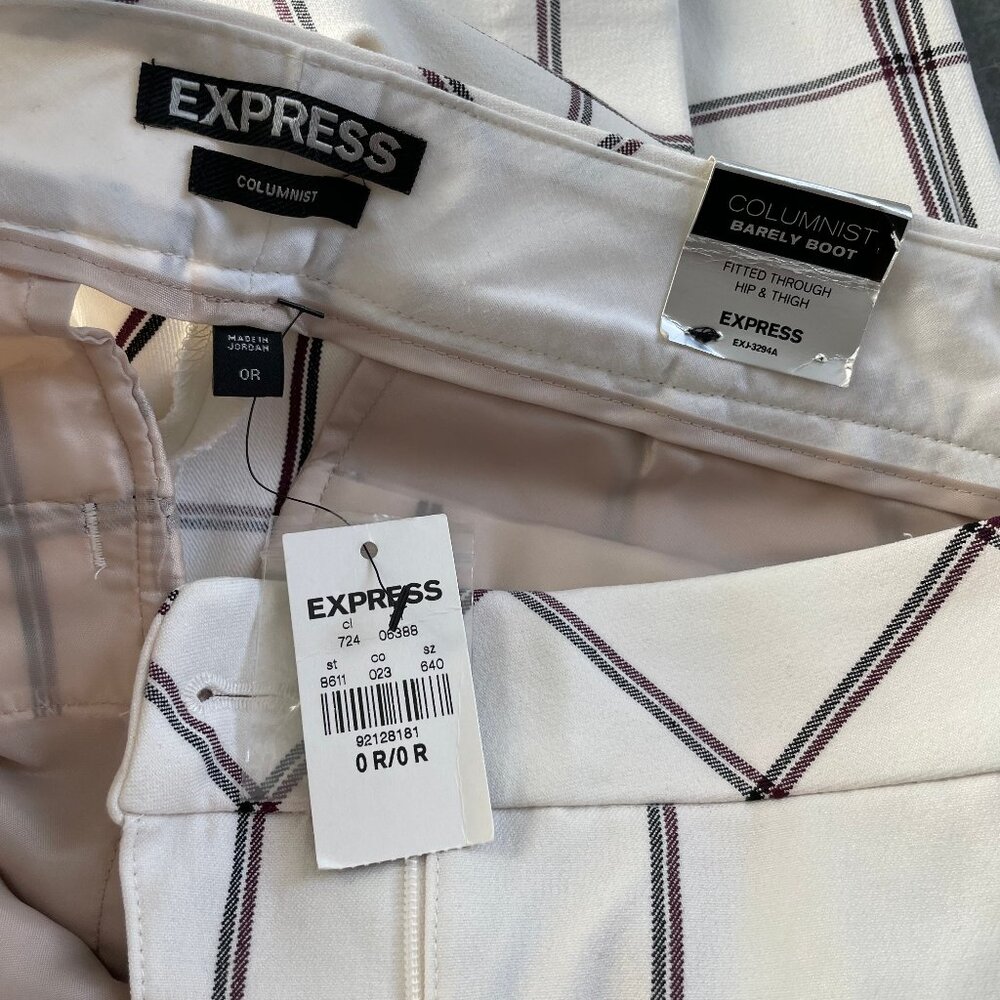 Express White Plaid Columnist Barely Boot Pants N… - image 7